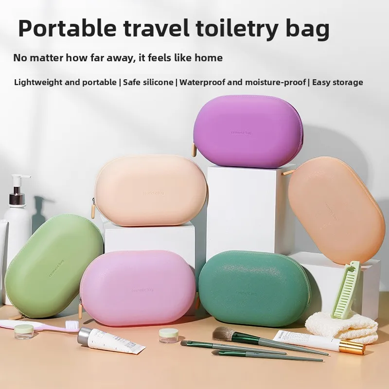 Aesthetic Silicone Makeup Bag Waterproof Travel Cosmetic Pouch Portable Large Capacity Toiletry Organizer Cute Zipper Wash Bag