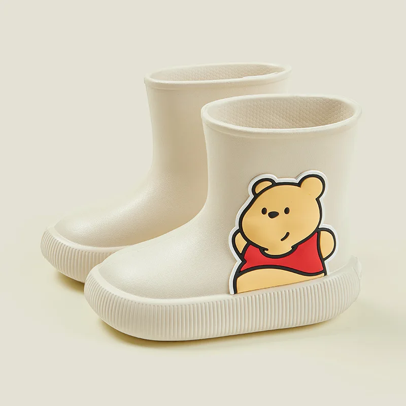 Anime Kawaii Disney Pooh Eva Kids Rain Boots Rubber Shoes Waterproof Anti-Slip Boy Girls Mid-Calf Water Shoes Toddler Boots Gift