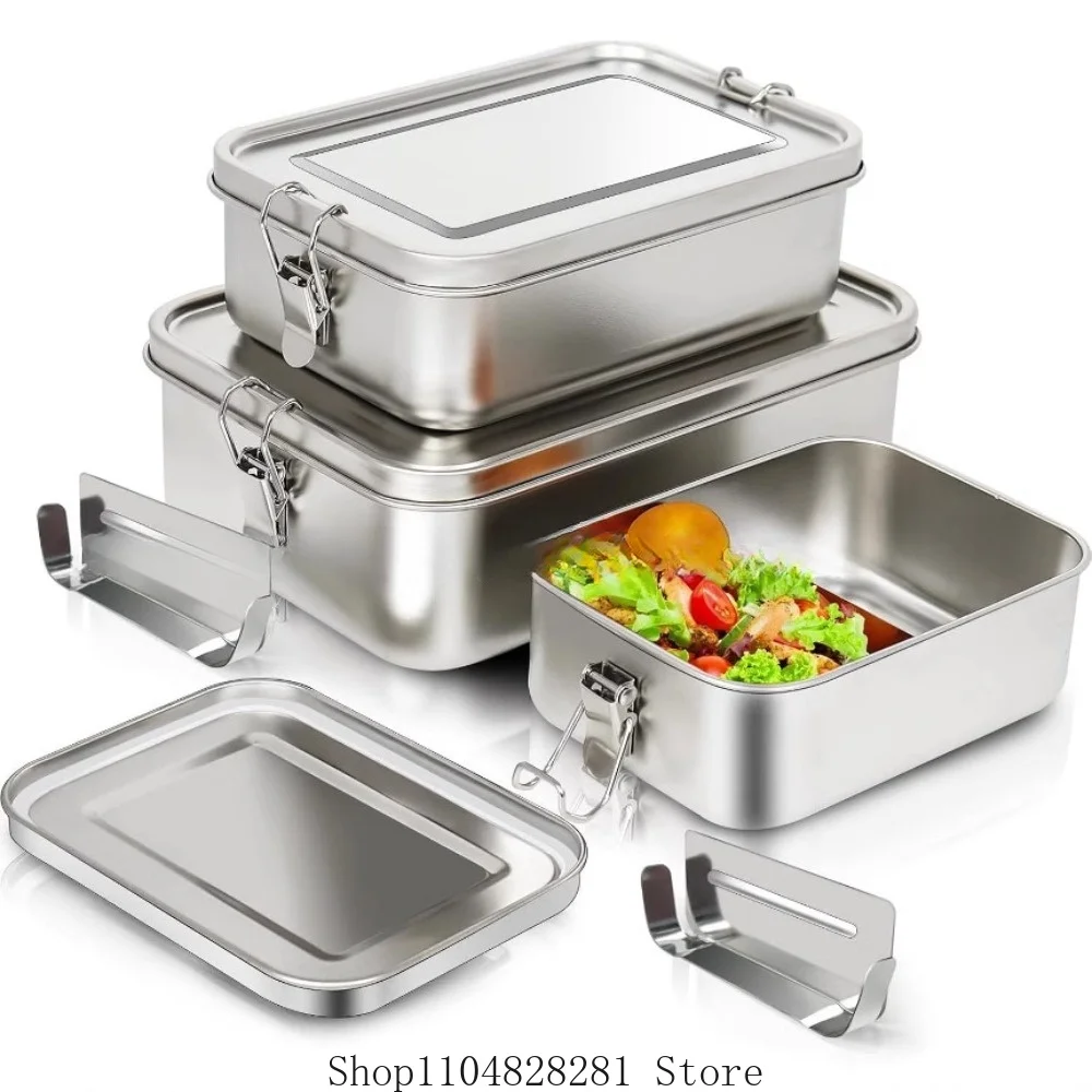 2025 صندوق بينتو من الفولاذ المقاوم للصدأ صندوق غداء معدني حاويات تخزين المواد الغذائية مع مقاطع قابلة للقفل صناديق الوجبات الخفيفة للعمل والمدرسة