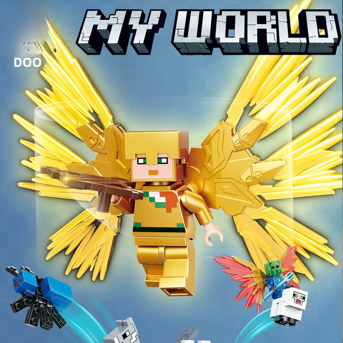 Blocos de Construção para Crianças Alex Polar Bear Blue Spider My Block World D802, Brinquedo Compatível com Modelos Plásticos Universais