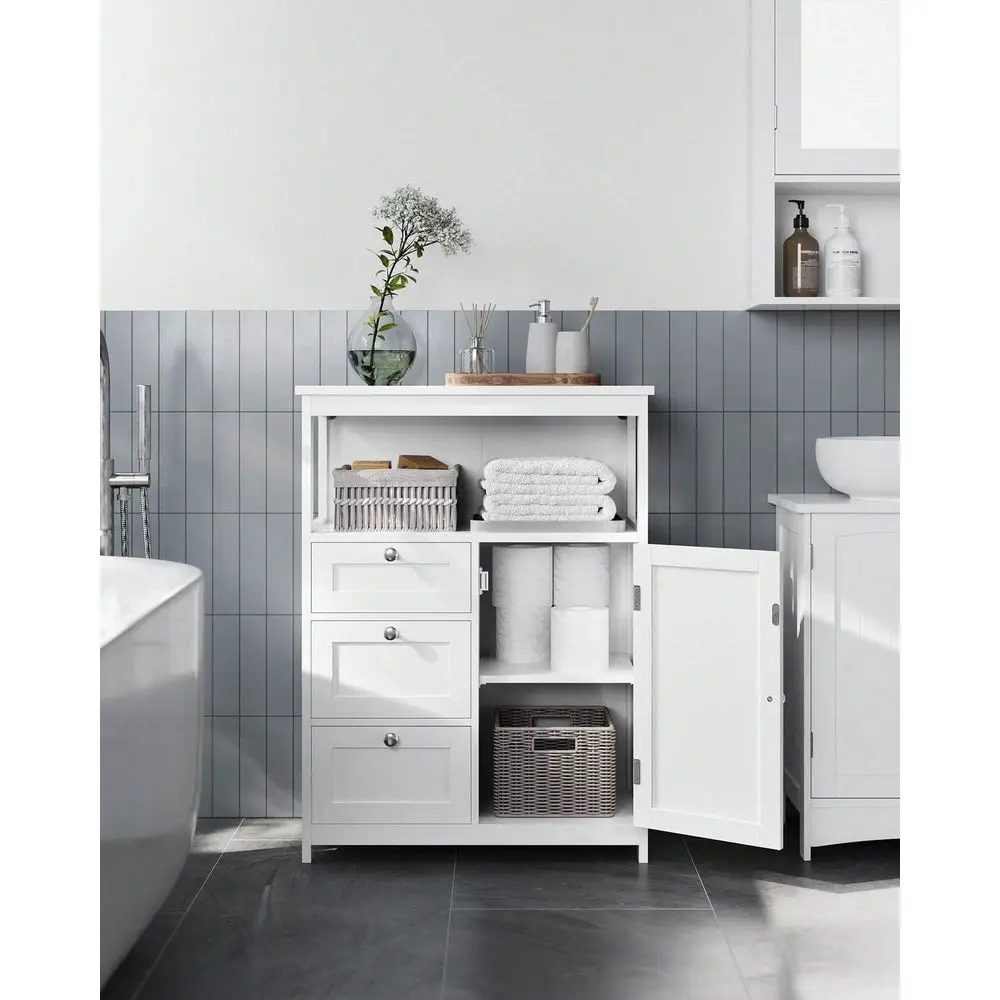 

Bathroom Floor Storage Cabinet, Bathroom Storage Unit With 3 Drawers, Bathroom Cabinet Freestanding, Adjustable Shelf, 11.8 X 2