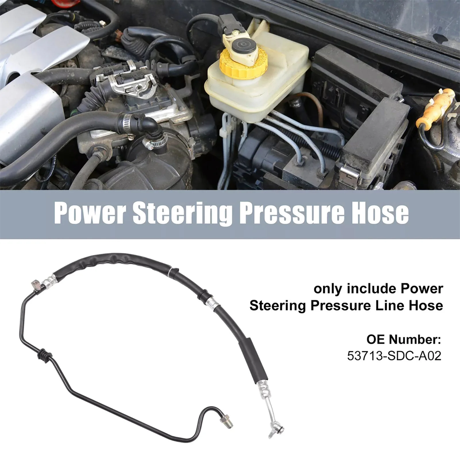 

M16x1.5 Power Steering Pressure Hose 84cm Rubber & Metal for Honda Accord DX EX LX 2003-2007, Corrosion-Resistant Replacement