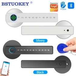 Support TTLOCK or Tuya Bluetooth Smart Fingerprint Door Lock With Password Mechanical Key Unlocking For Wooden Door Handle