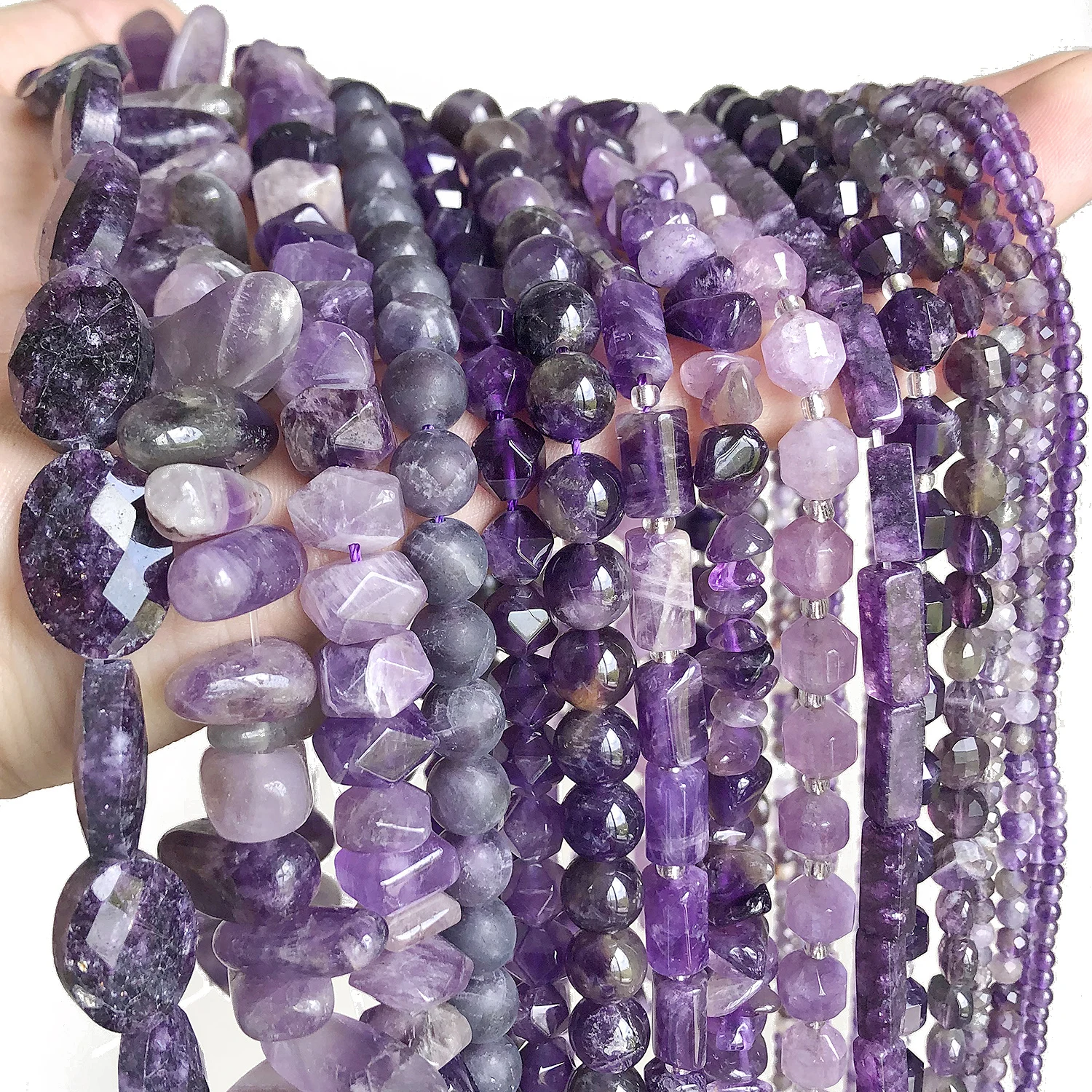 Natural Amethyst Stone Beads Charms Faceted Irregular Round Shape Beads For Jewelry Making Handmade Bracelet Beads Supplier