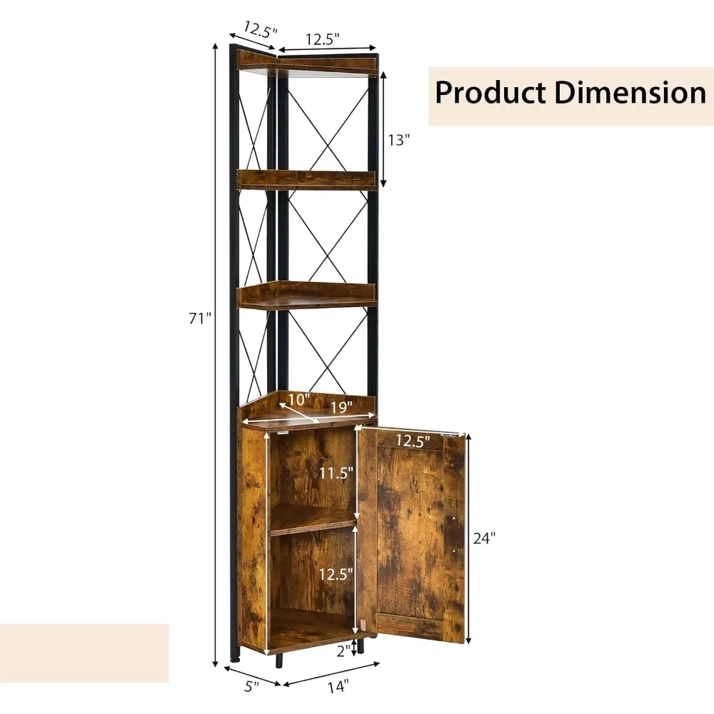 4-Tier Corner Shelf with Cabinet - 71