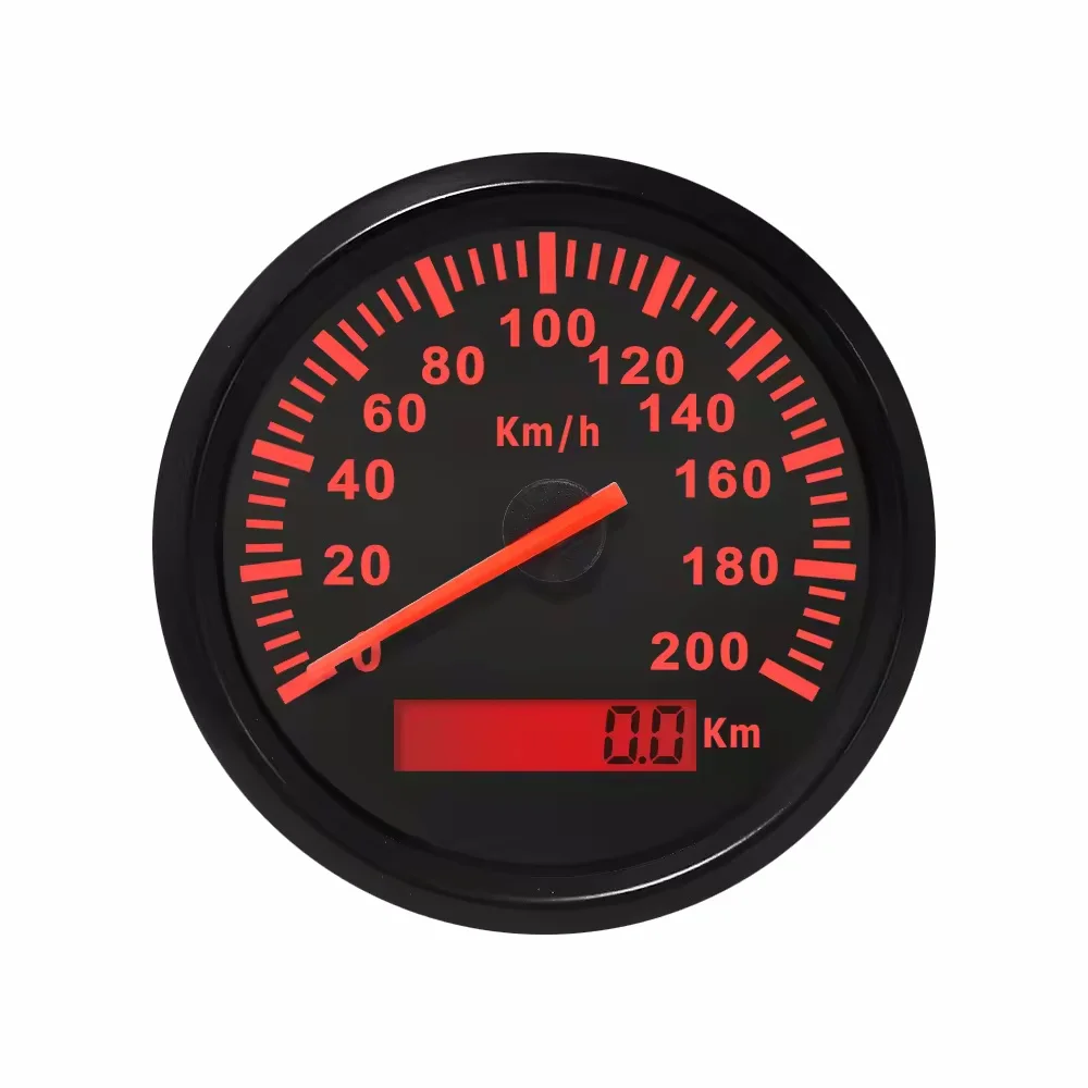 

New 85MM Pulse Signal Speedometer 120km/h 200km/h Odometer with Red Backlight 12V/24V for Car Truck RV 12 Months Warranty