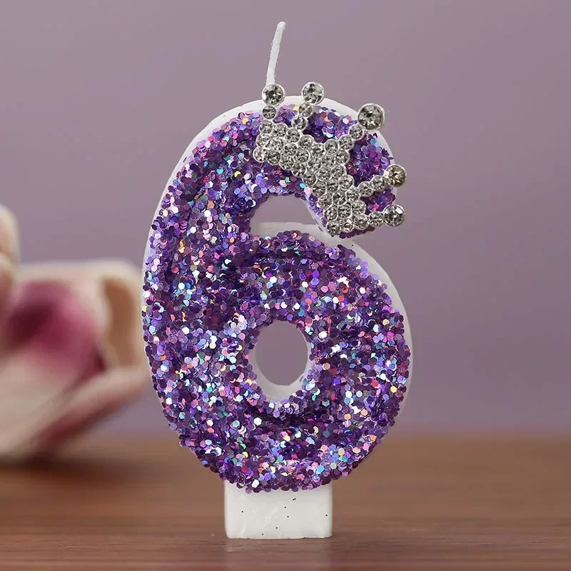 Purple Crown Birthday Candles Number 0 1 2 3 4 5 6 7 8 9 Princess Cake Decoration Candles Anniversary Party Cake Topper