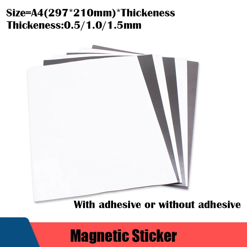 

A4 Soft Magnet Sheet Black Magnetic Mat with Adhesive for Refrigerator Photo Picture Cutting 0.5/1.0/1.5mm Fridge Magnets White