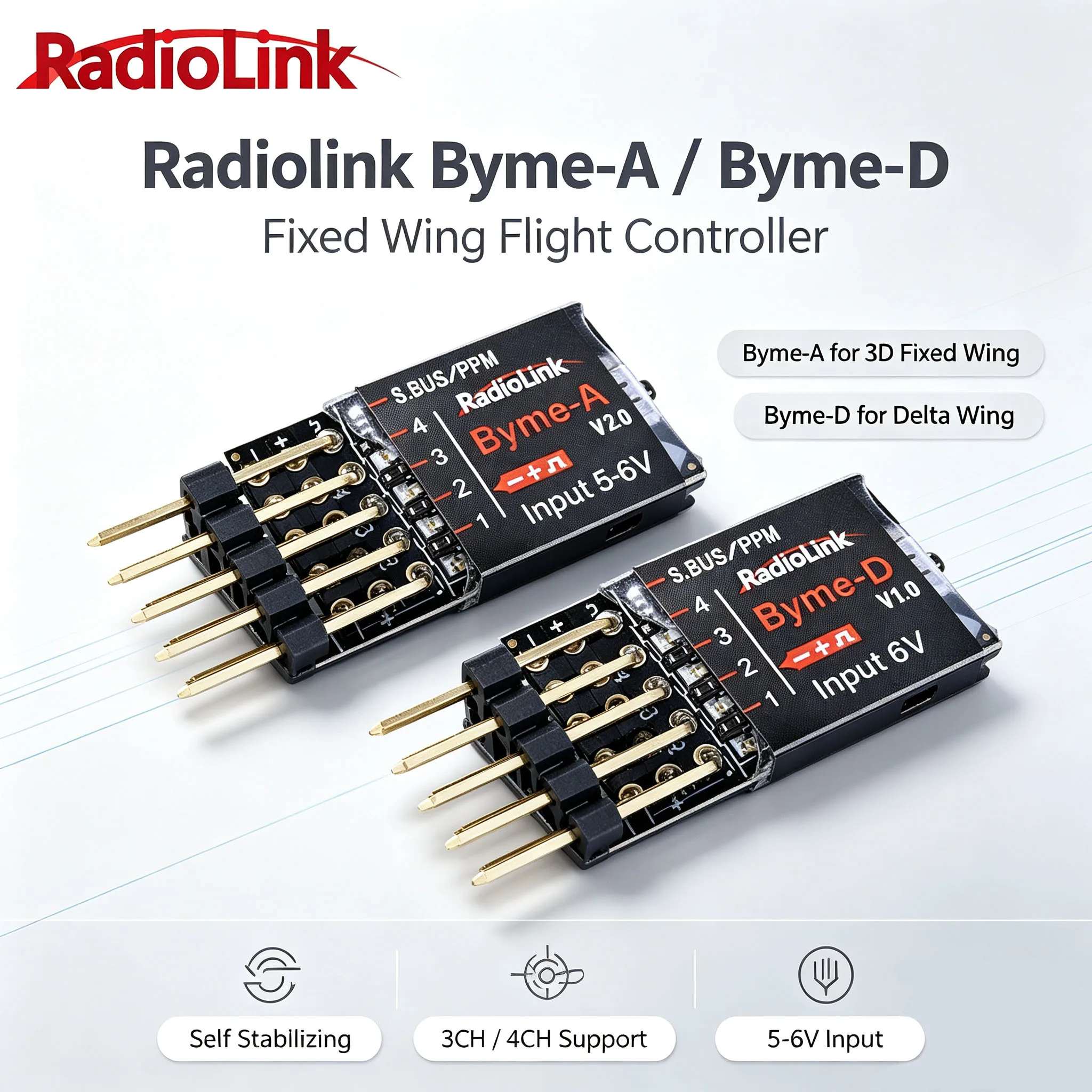 Radiolink Byme A Byme D Fixed Wing Flight Control for 3D Fixed Wing Self Stabilizing 3CH Plane 4CH Jet Airplane Straight Wing