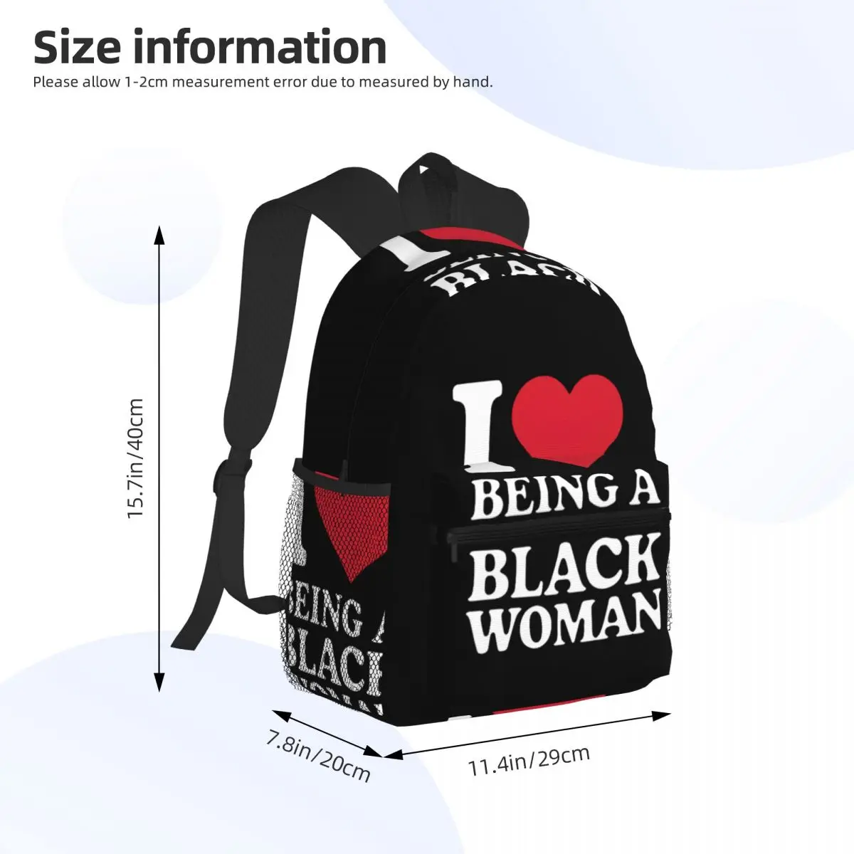 I Love Being A Black Woman Empowering Pride Design Student Backpack School Bag Hiking Travel Daypack for Men Women Bookbag