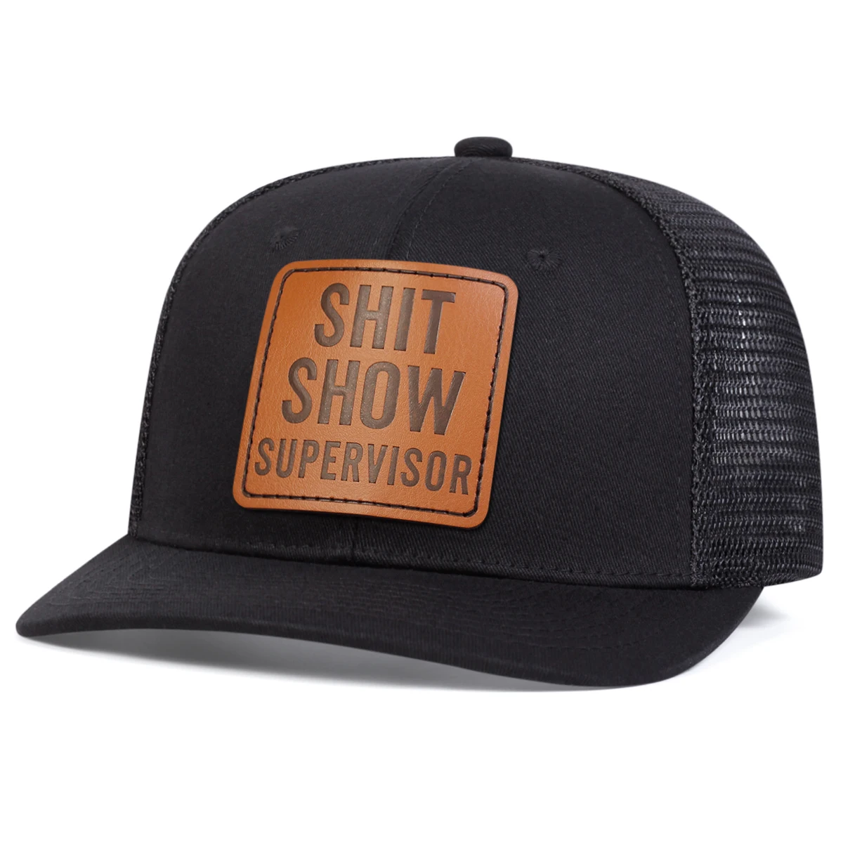 1piece Unisex SHIT SHOW Leather Patch Baseball Net Hat Outdoor Adjustable Sunscreen Leisure Hat Spring Autumn Travel Vacation