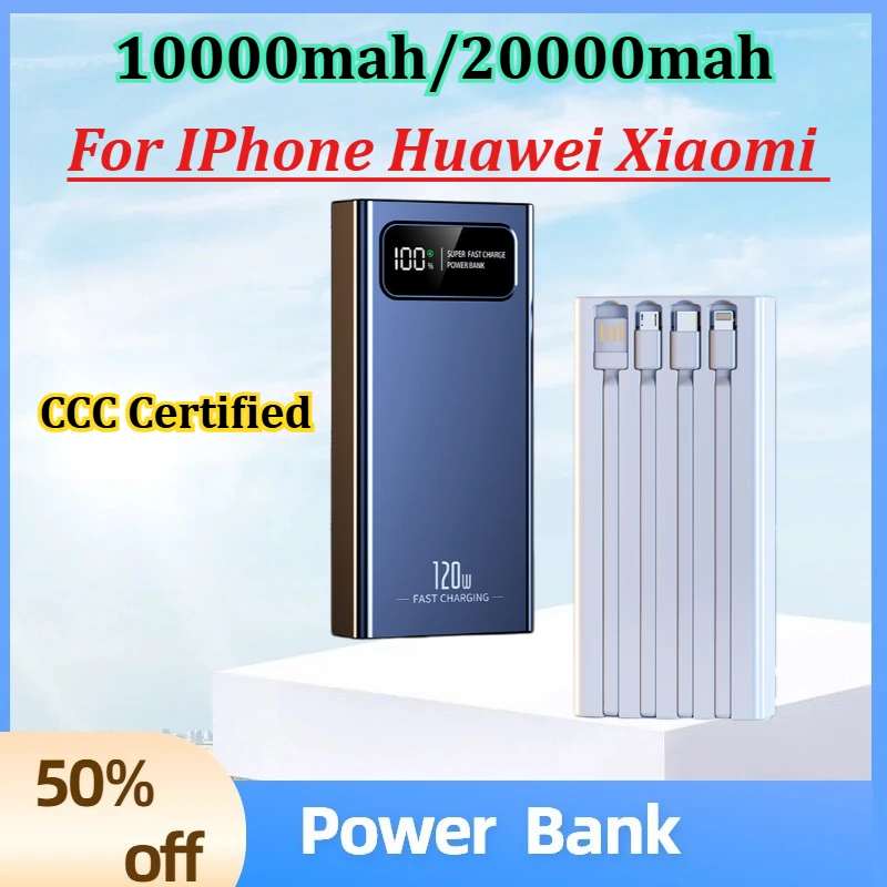 

10000mah/20000mah Power Bank CCC Certified with Built-in Cable Super-fast Charging for IPhone Huawei Xiaomi