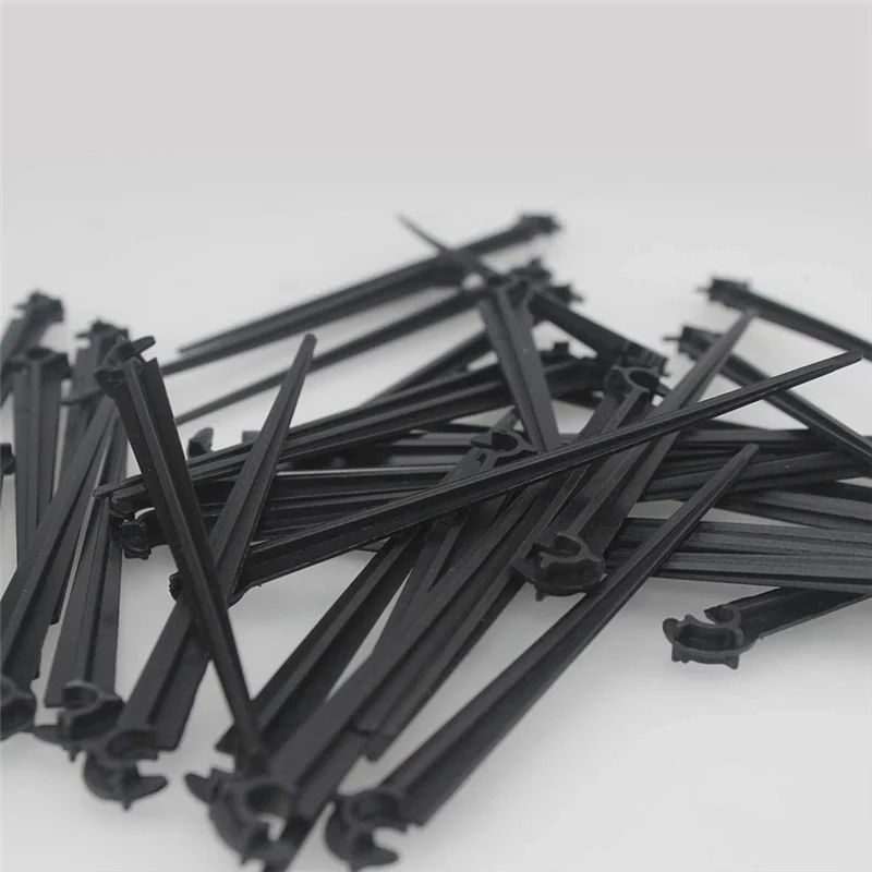 AB46-Irrigation Drip Support Stakes 1/4 Inch Tubing Hose For Vegetable Gardens Flower Beds Herbs Gardens Black 400 Pack