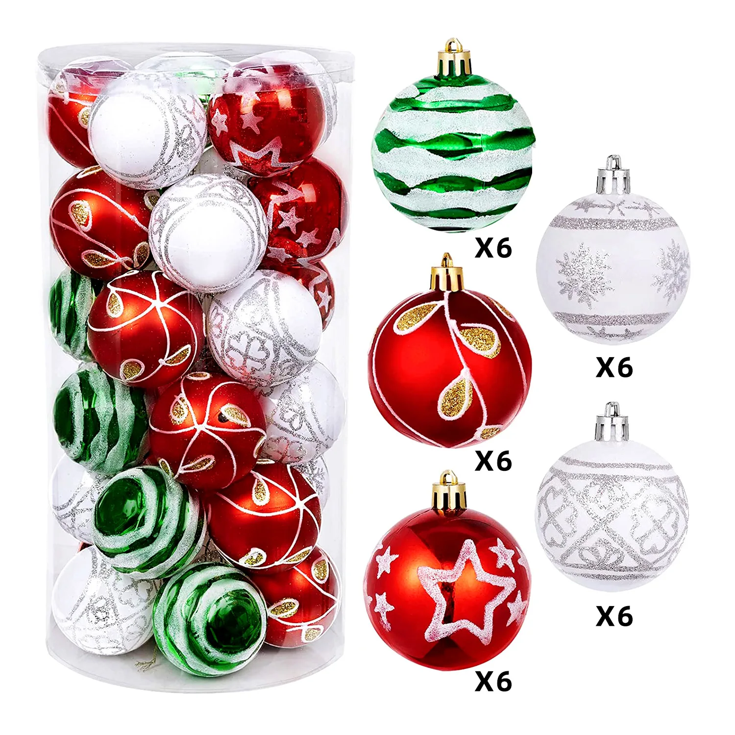 Christmas Ball Ornaments 30pcs Assorted Shatterproof Christmas Hanging Balls Xmas Tree Pendant Christmas Balls