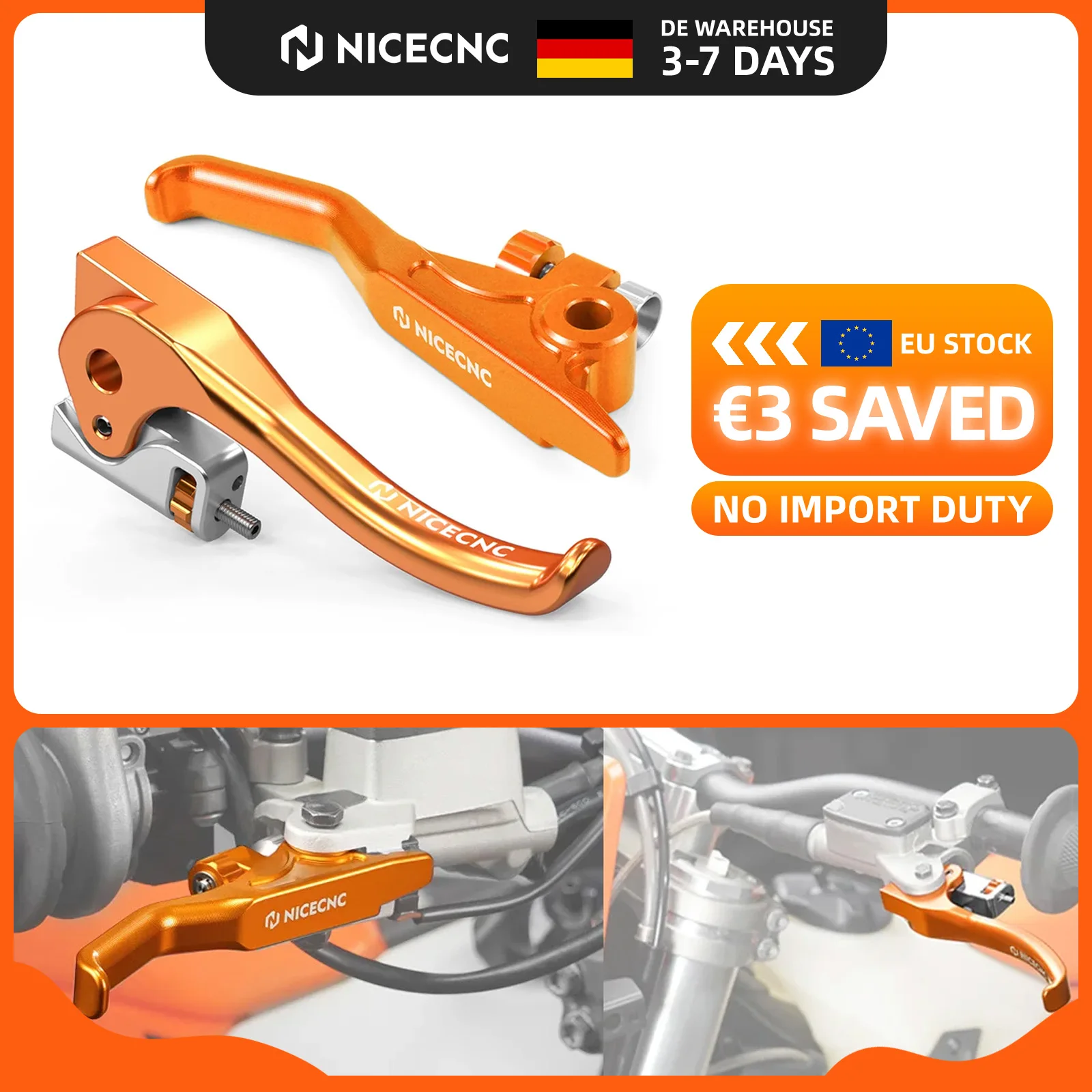(EN STOCK UE) Kit Levier d'Embrayage Court et Levier de Frein pour KTM EXC 300 XCW EXCF XWF 500 450 400 350 300 250 200 150 125 SX XC F (2014-2025)