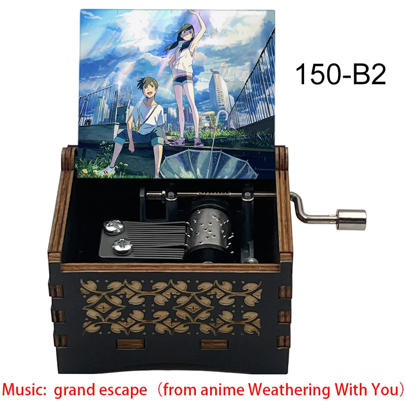 Weathering with You Anime Music Box, Grand Escape Melody 18 Note Movement Special Wooden Gift for Movie Fans Musical Birthday