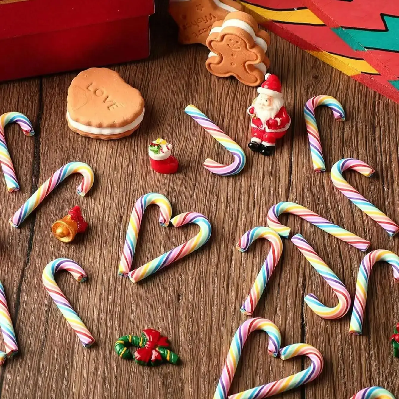 30 قطعة من قصب الحلوى الملونة بحجمين لتزيين عيد الميلاد لطاولة العطلات ومزهرية متناثرة وحشو الحرف اليدوية