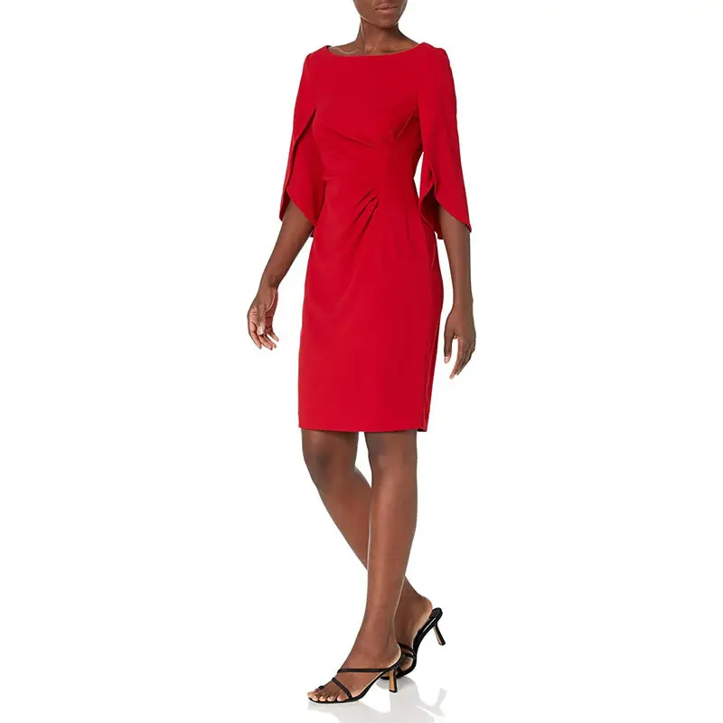 

Women's Solid O-Neck Dress, Elegant OL Office Dresses, Ladies Fashion, 61410