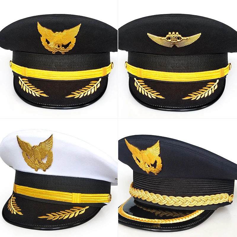 Original Designer Brand Captain Big Cornice Cap Aviation Pilot  Security Railway Big Cap Hot Selling