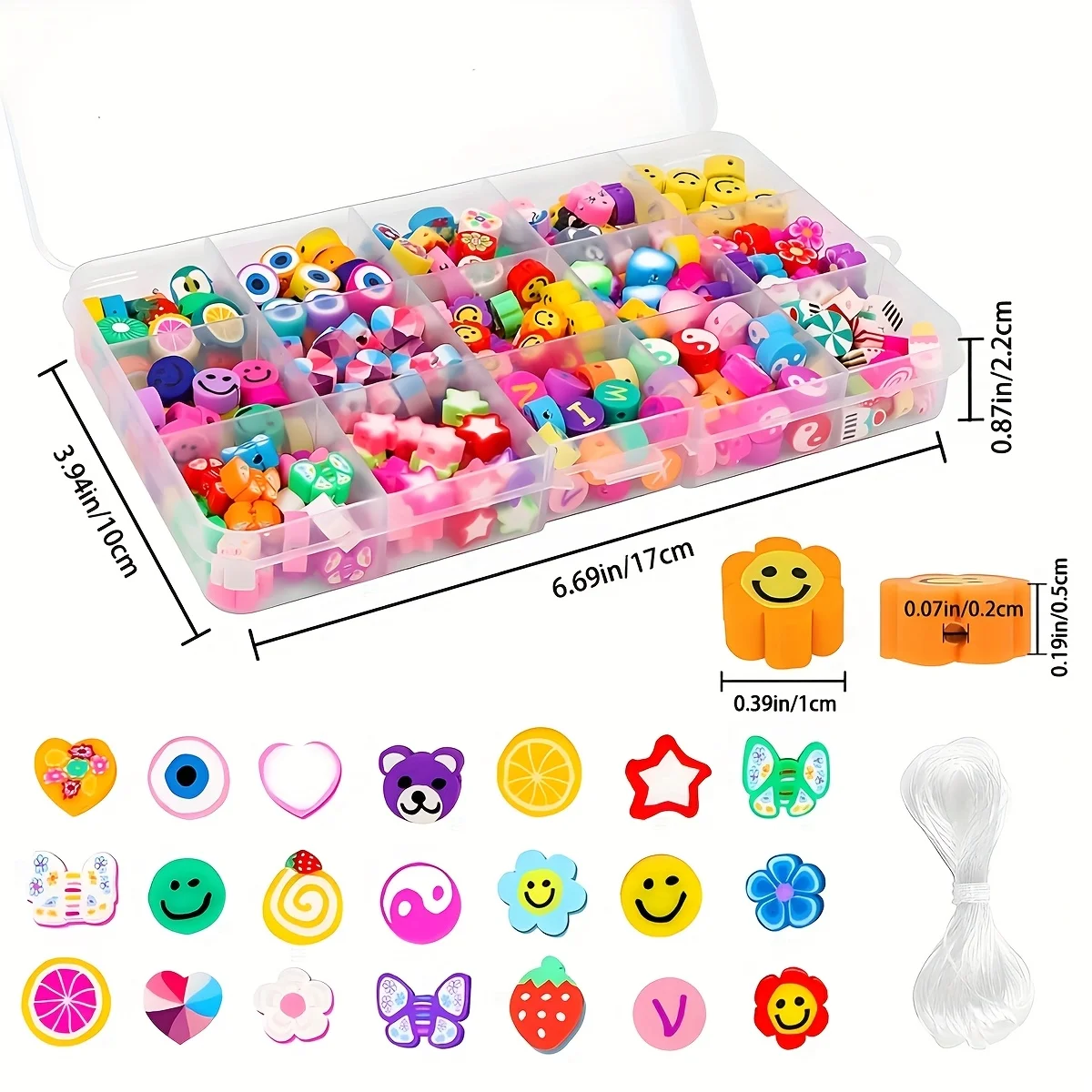 220+PCS Polymer Clay Bead Jewelry Set a Variety of Lovely Fun Clay Bead Jewelry Flower Butterfly Heart Letter Pony Bead Jewelry