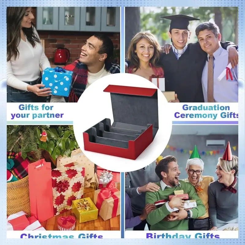 

Коробка для хранения карточек BA для коллекционных карточек, футляр для колоды карт вмещает 1800+ ящик для хранения карточек с одним рукавом около 290 х 245 х 105 мм, красный