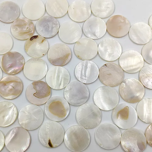 25pcs Round FanshapePure White Color  Shell Mother of pearl mosaic tile for Crafts DIY Decoration