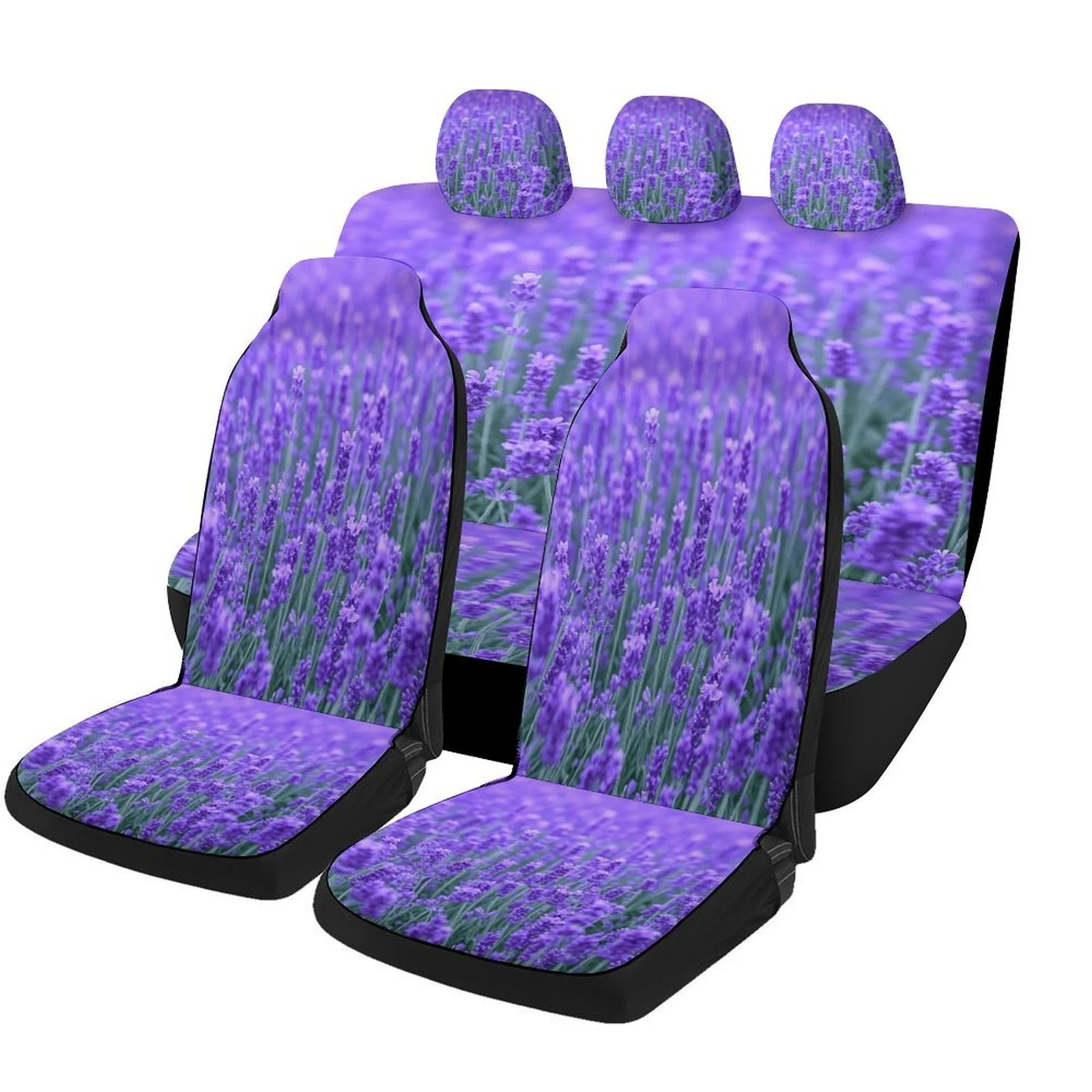 Lavender Field Car Seat Cover Set - Full Set For 2 Front & Rear Seats, Fit For Most Cars, All-Season Protection, Machine Washabl