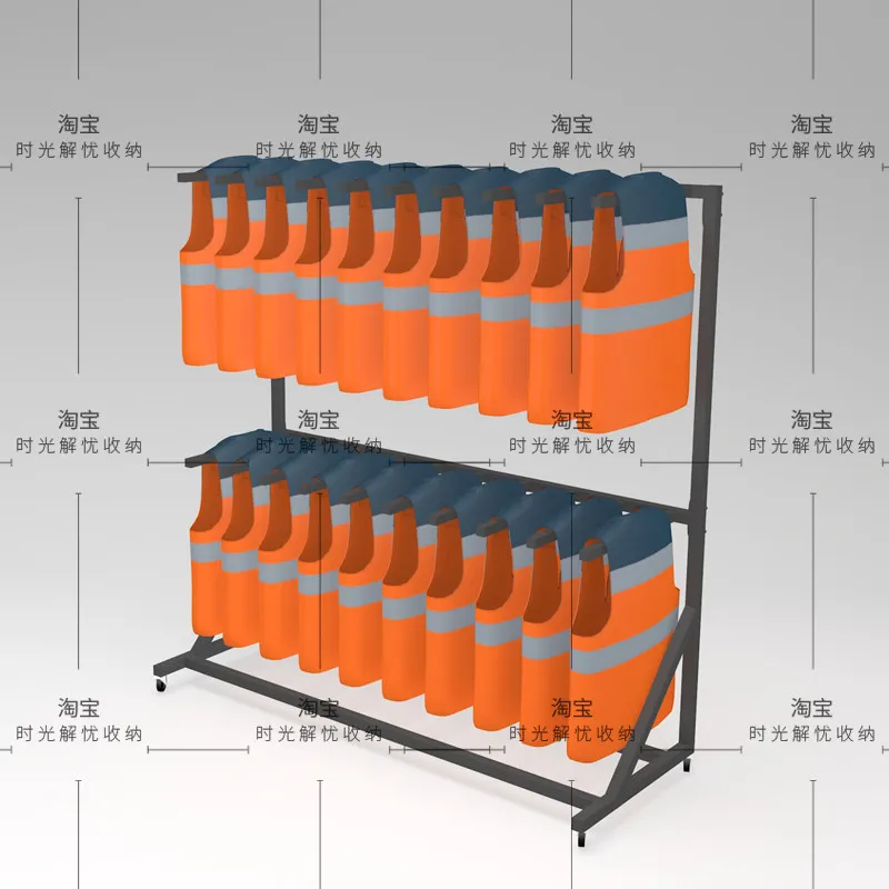Life jacket storage display, storage rack, sports vest display, arrangement, storage, rafting resort