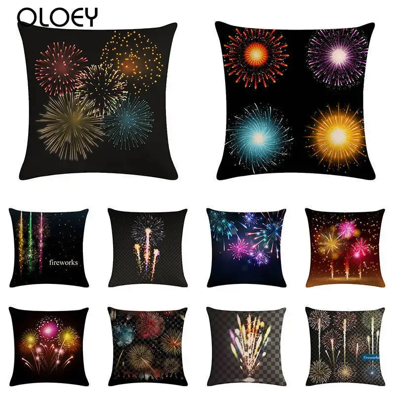 

Firework Pillowcase, Square Linen Soft Pillowcase, Bedroom Pillowcase, Decorative Pillowcase for Home Hotel Car, Size 45cmx45cm.