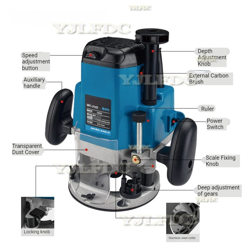 2200W Electric Trimmer Wood Milling Trimming Engraving Slotting Machine Power Carpentry Tool Trimming Machine Router  110/220V