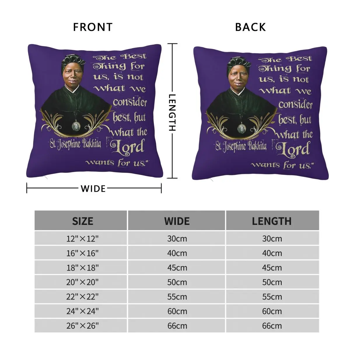Saint Josephine Bakhita Catholic Square Pillowcase Polyester Linen Velvet Printed Zip Decorative Throw Pillow Sofa Seater Case