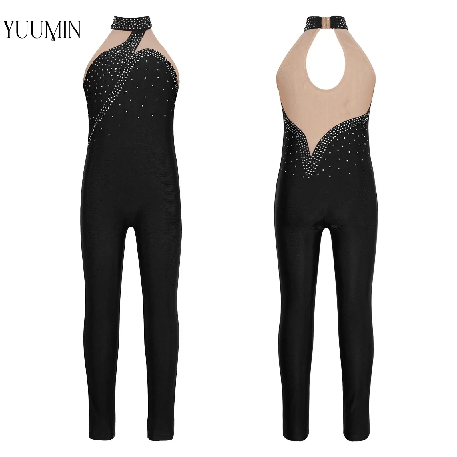 Meisjes Schaatsen Gymnastiek Turnpakje Jumpsuit Mouwloze Kunstschaatsen Bodysuit Voor Balletmaillots Unitard Danskleding