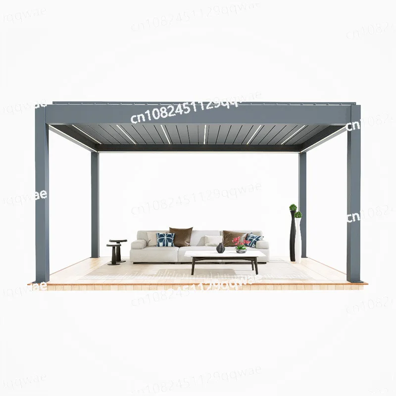 Modern Outdoor Waterproof Aluminum Louvered Sunroof Pergola Sun Shade Frame Electric  Louvered Roof Aluminium Canopy