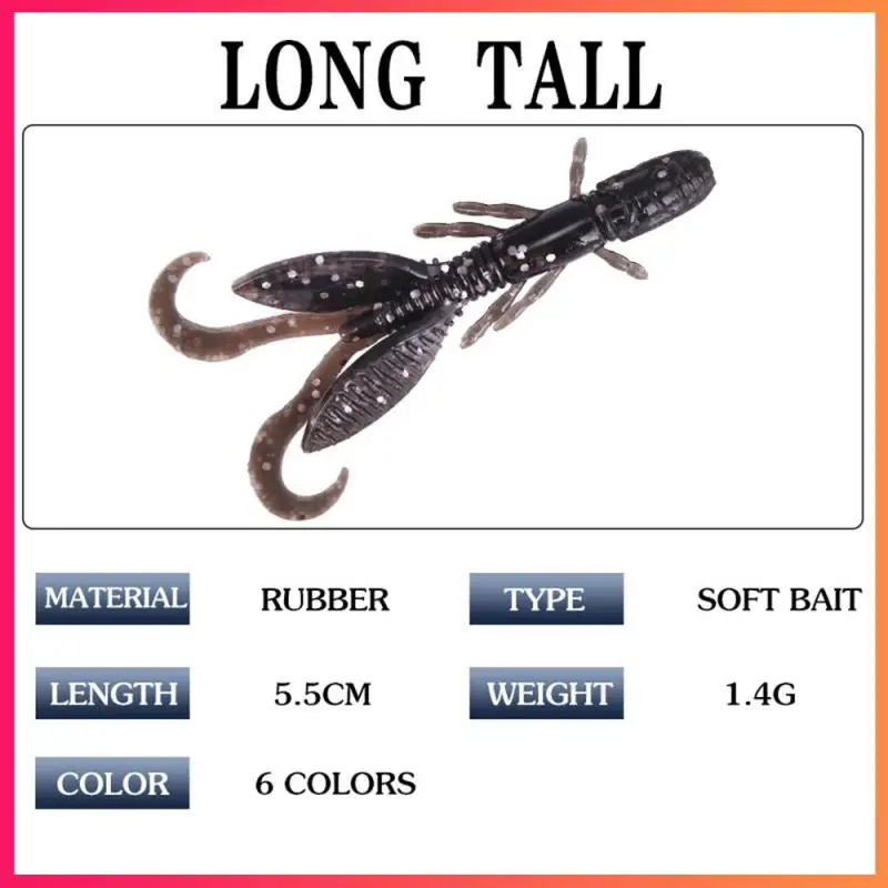 12PCS Fishing Lures 55MM 1.4g Soft Lure Fishing Lures Soft Silicone Baits Shrimp Gear Fake Bait Soft Insect Bait Fishing Tackle