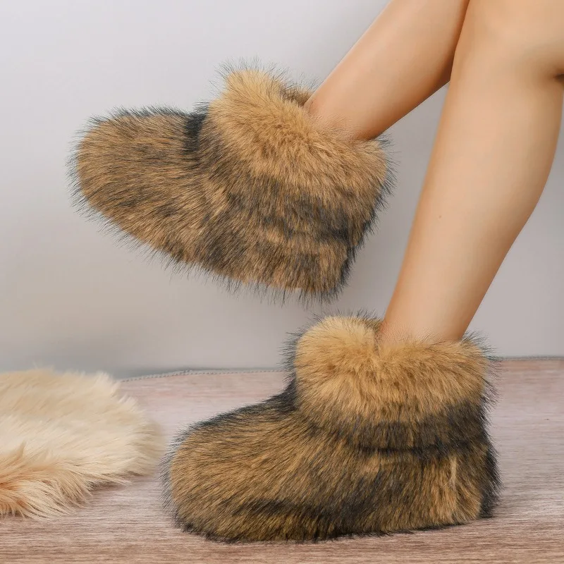 

Women's shoes European and American new plush short fur snow boots foreign trade large size fluffy women's boots trafza