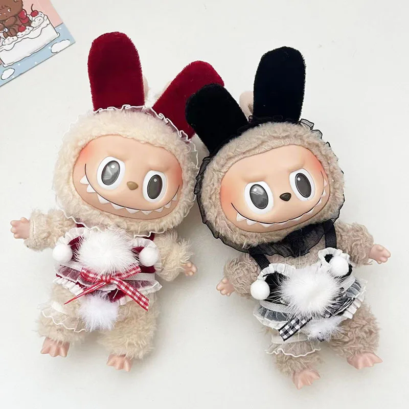 

Cute Bunny Girl Clothes for 17cm Labubu Idol Dolls Plush Doll'S Clothes Kawaii Hoodie Clothing Accessories Korea Kpop Exo Outfit