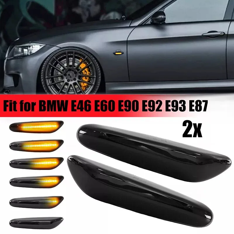 

A pair Sequential Flashing LED Turn Signal Dynamic Side Marker Light For BMW E60 E61 E90 E91 E87 E81 E83 E84 E88 E92 E93 E82 E46