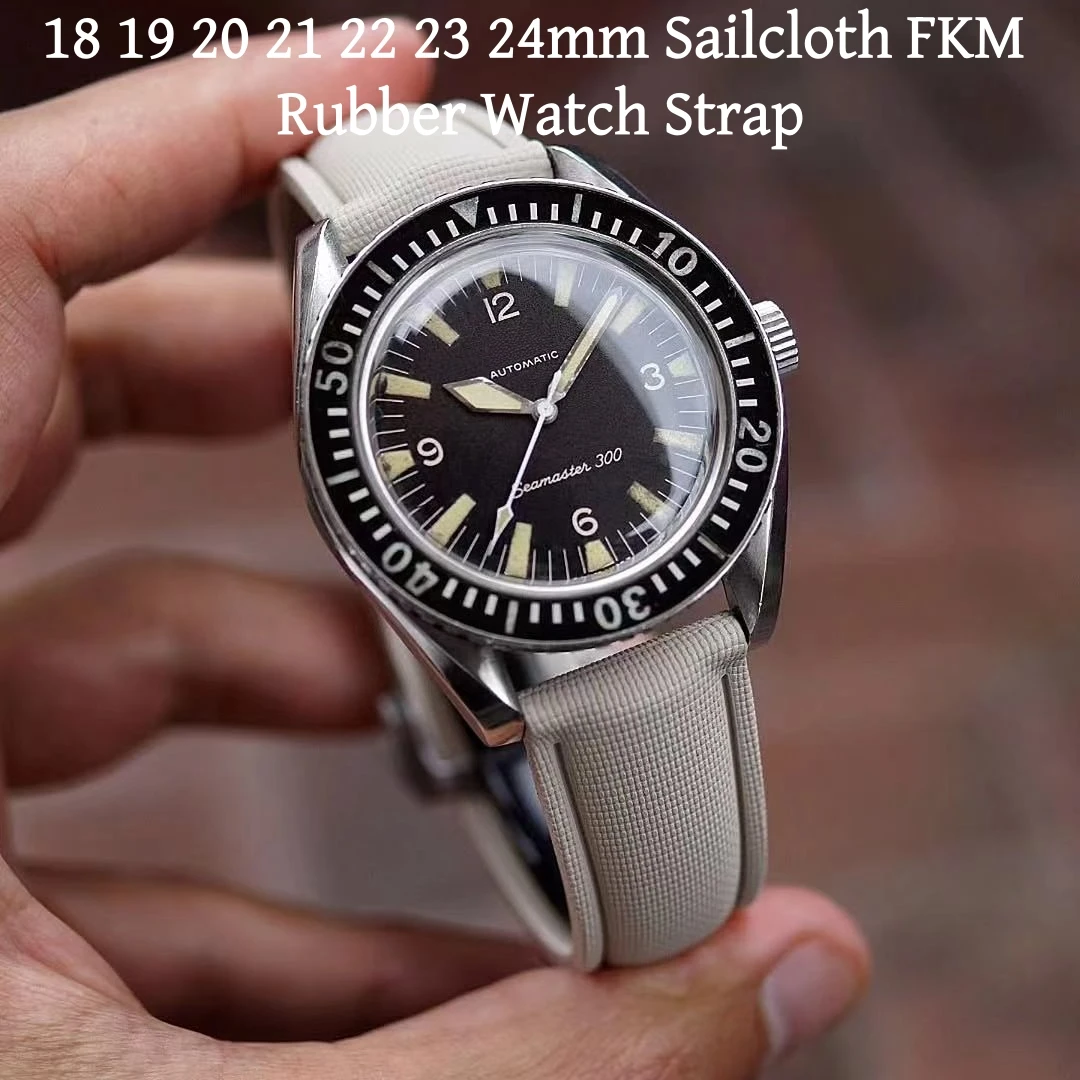 FKM Rubber Universal Watch Strap 18mm 19mm 20mm 21mm 22mm 23mm 24mm Perfect Fit Flat End Universal Quick Release Watch Strap