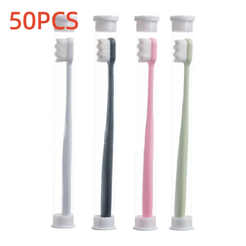 50pcs Extra Soft Toothbrushes with Tube for Sensitive Gums,Manual Travel Hotel Toothbrush with 20000 Soft Floss Bristle