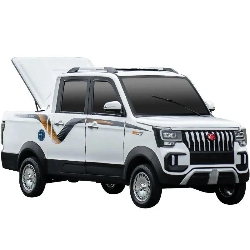 New Energy Electric Four-Wheel Pickup Truck with Fully Enclosed Cargo Box Double Row Passenger and Cargo Oil-Electric