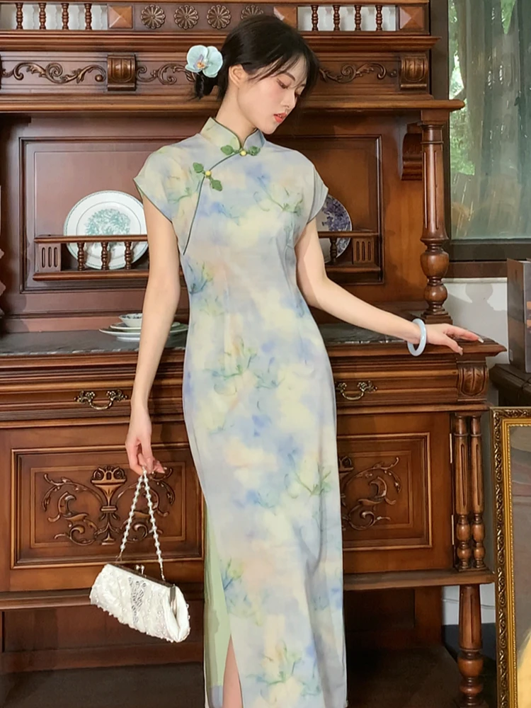 

Ele New Chinese Sle Slimming Cold Tone Dr Gentle Reformed Traditional Qipao Dr for Women