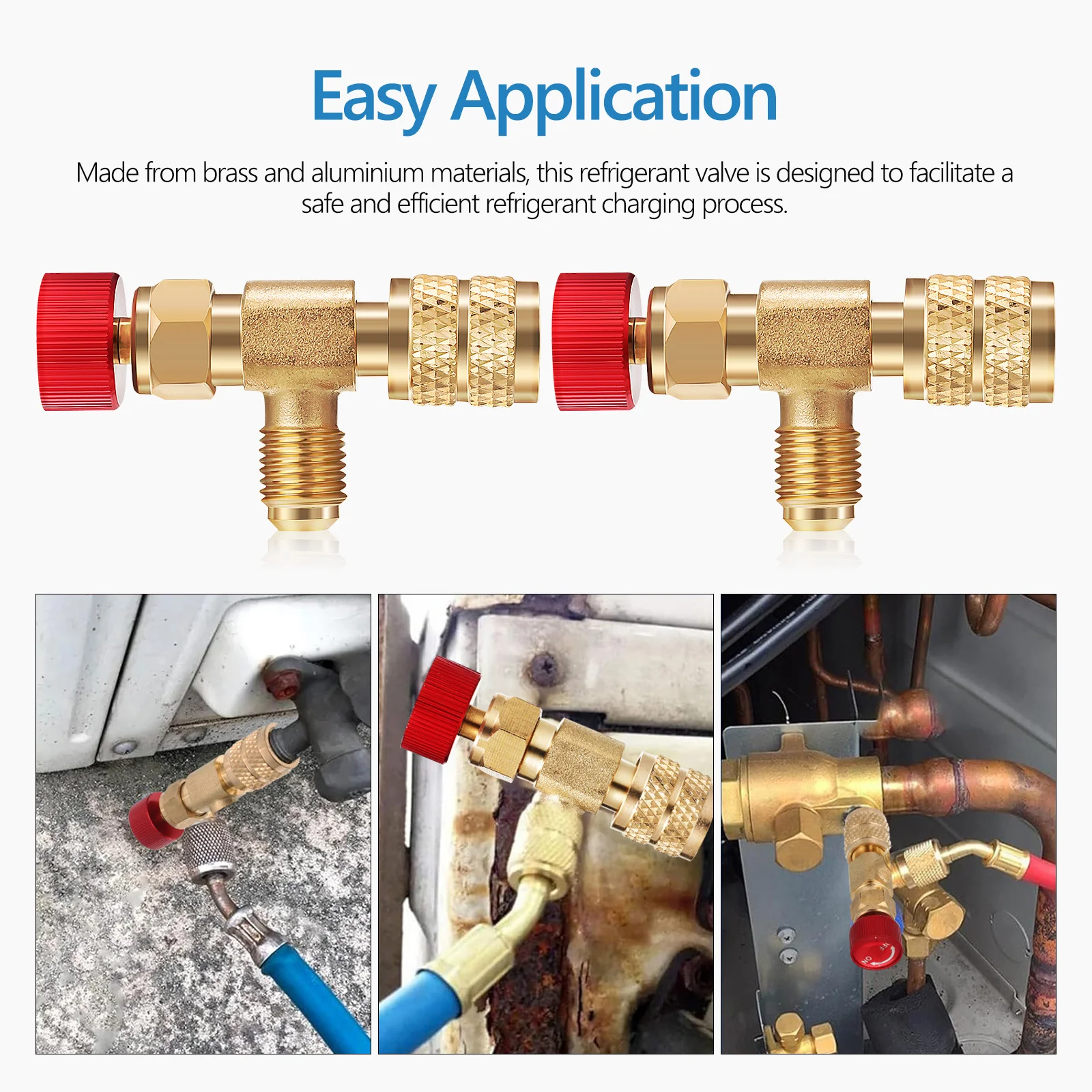 

2Pcs Air Conditioner Control Safety Valve Brass Aluminum Refrigerant Charging Valve R410a Conversion Replacement Tool