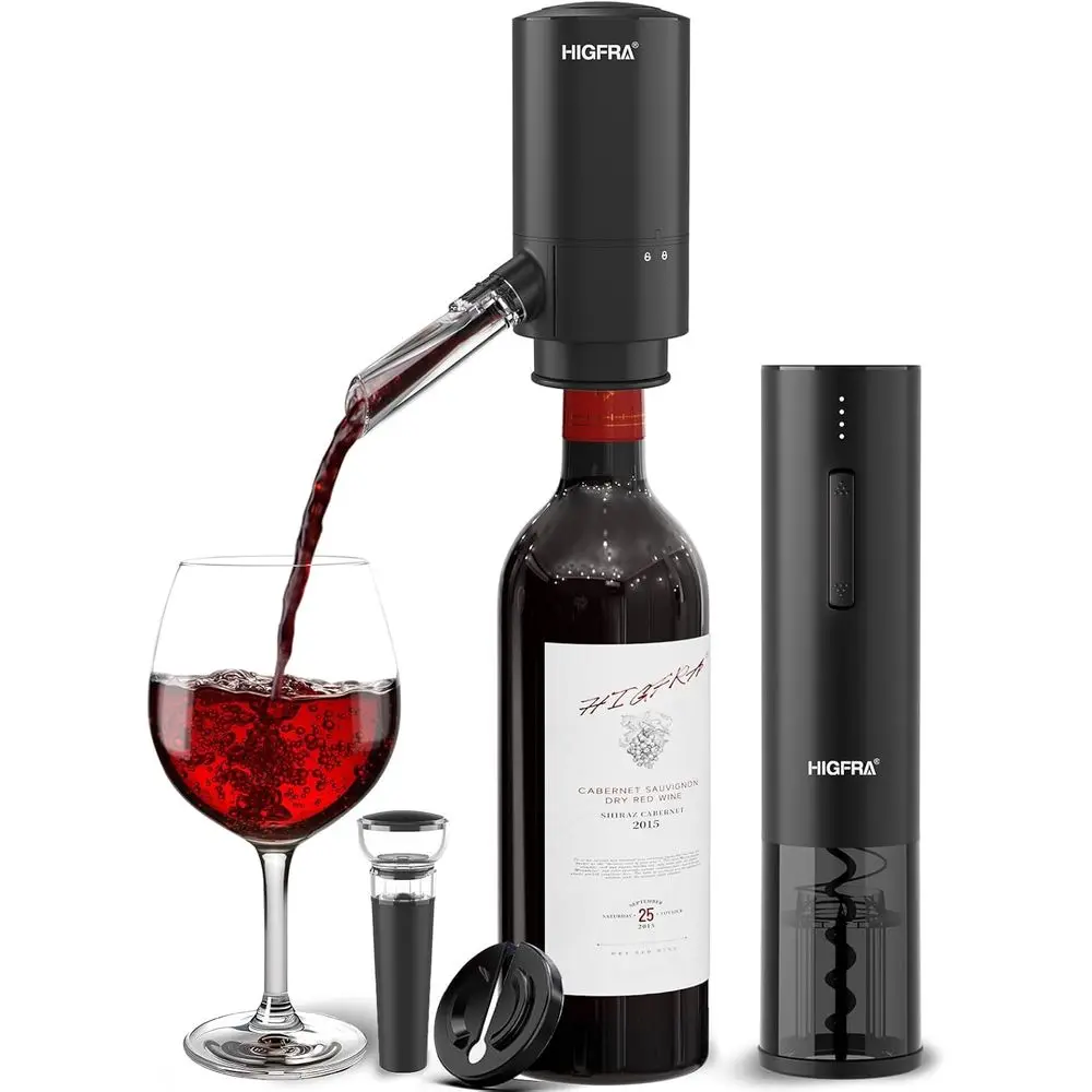 

Набор электрических открывалок для вина с функцией подзарядки — универсальный премиальный подарочный набор для вина с аэратором, вакуумным уплотнителем и маслоразделителем — идеально подходит для вина