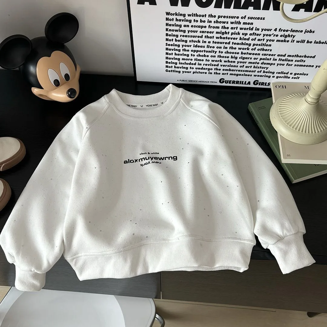 RAISE Autumn Children Boys Sweatshirts 2-8Yrs Kids Boys Letter Printed Long Sleeves Loose Round Collar Shiny Baby Boys Pullovers