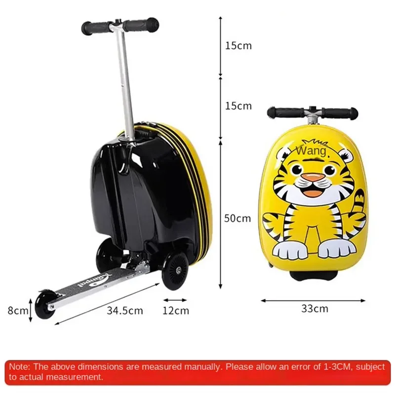 Scooter Folding Trolley Case infantil, mala de bebê, saco dos desenhos animados do estudante, Hardside bagagem, viajando saco, bonito, 18"