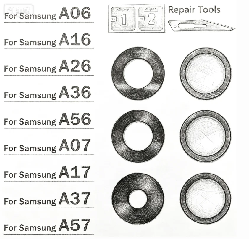 New Camera Glass Lens Back Rear Camera Glass Lens For Samsung A06 A16 A26 A36 A57 A07 A17 A37 A57 4G 5G with Adhesive