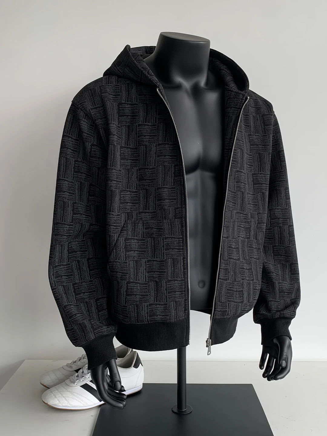 

Мужской черный клетчатый открытый кардиган Cleanfit, толстовка свободного покроя в американском стиле ретро, тяжелый вес с капюшоном, осенний модный бренд