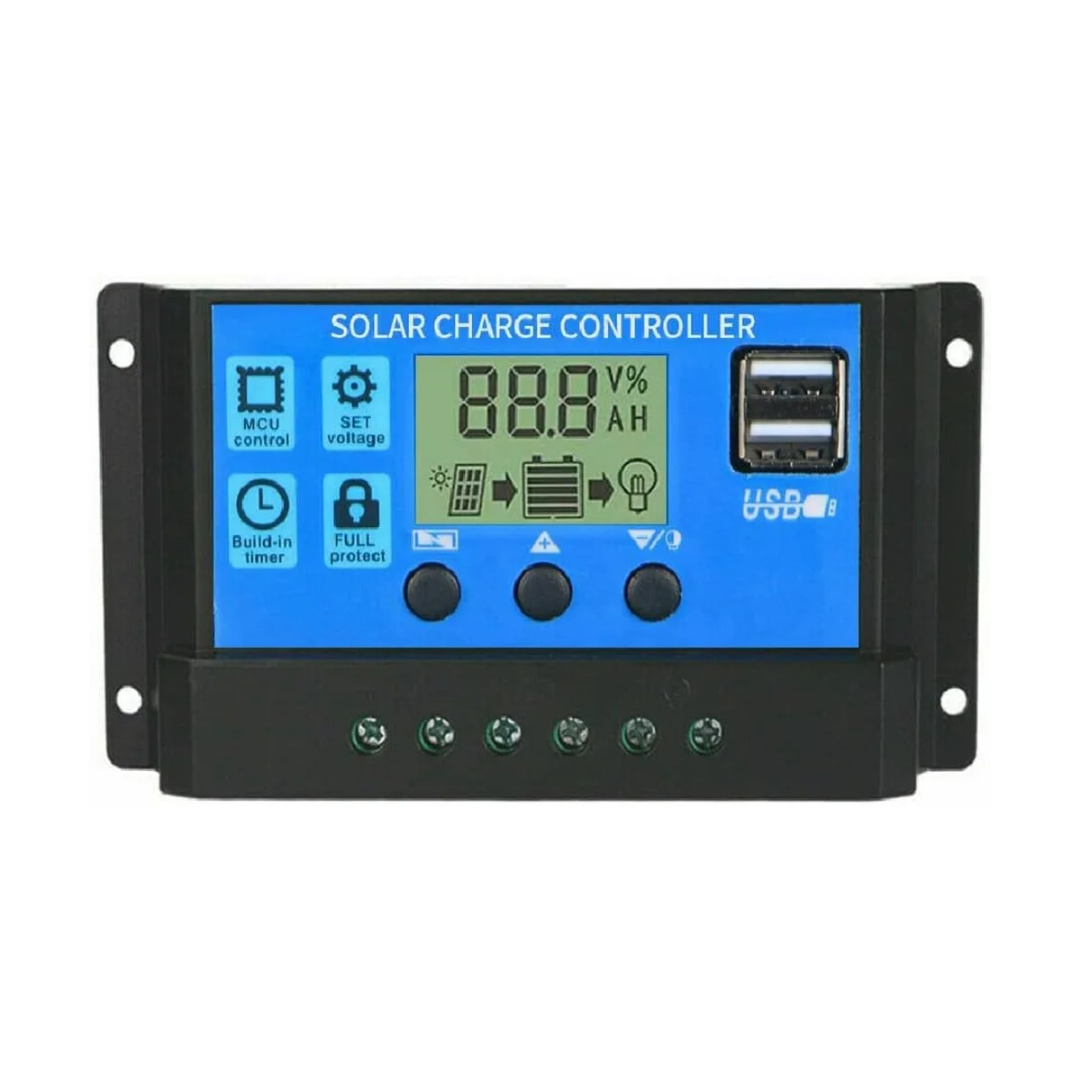 100A Solar Charge Controller, Solar Panel Battery Intelligent Regulator with Dual USB Port, Multi-Function Controller