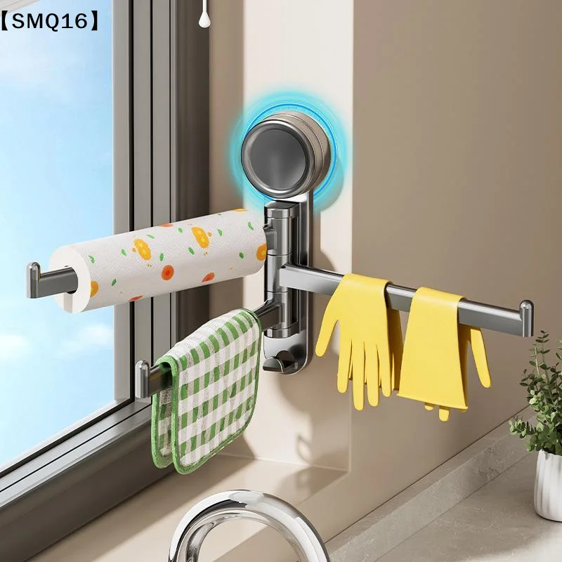 Swivel Towel Rack, 3-Arm Suction Cup Towel Holder, Thicken Aluminum Swing Out Towel Bar Rustproof Space Saving Towel Hanger【SMQ】