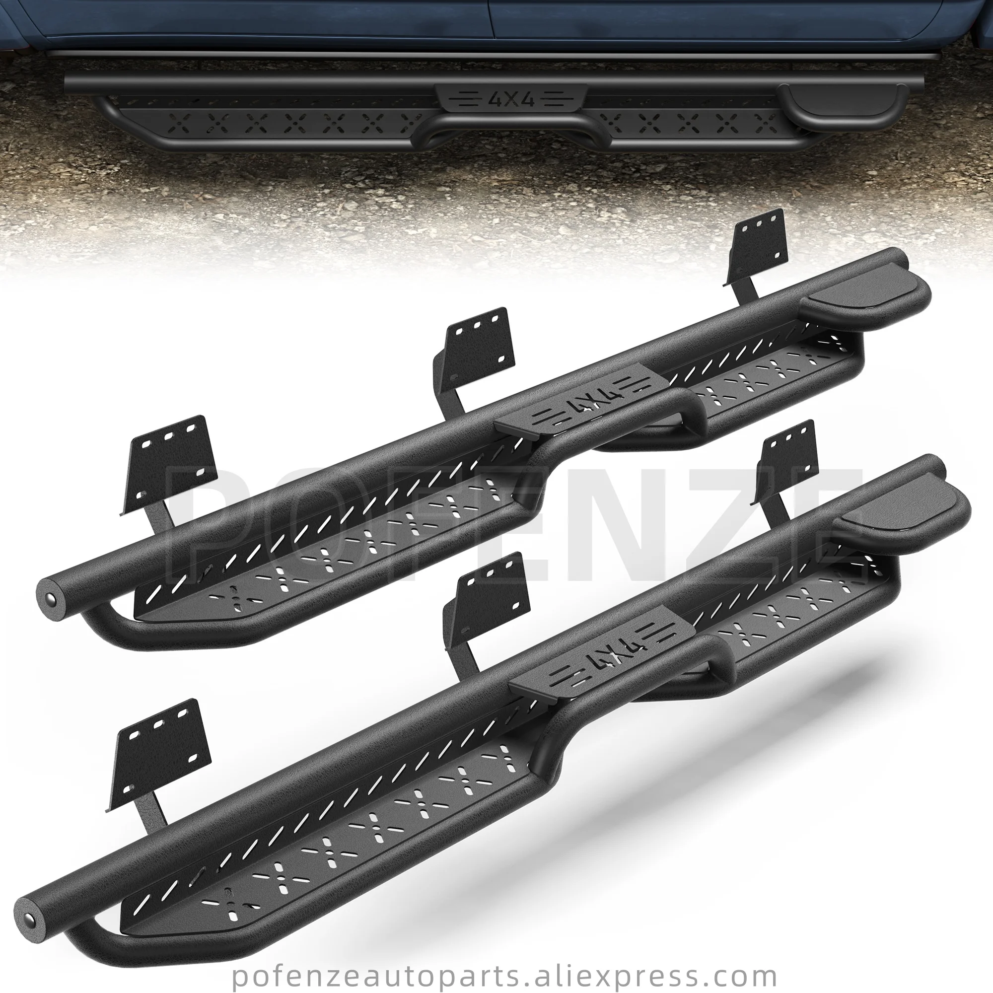 Running Boards Side Steps, Fit 2019-2025 Dodge Ram 1500 Crew Cab(4 Doors ONLY) (No for Classic), 2 Stairs Side Step, Car Parts